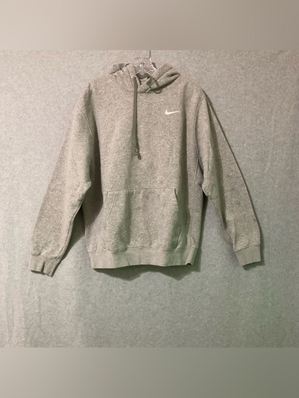 Nike Men's Heather Gray Crewneck Hoodie with SwooshSz M